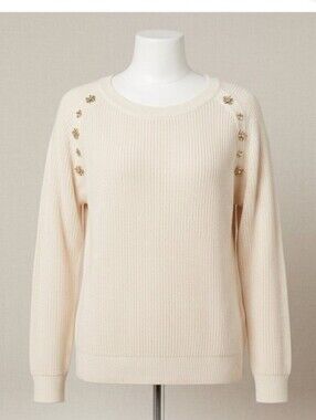 Banana Republic Cream Sweater with Crystal Accents